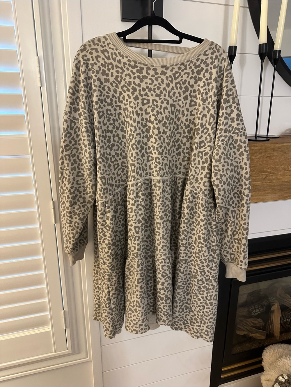 American Eagle Outfitters Oversized Leopard Print Sweater Dress